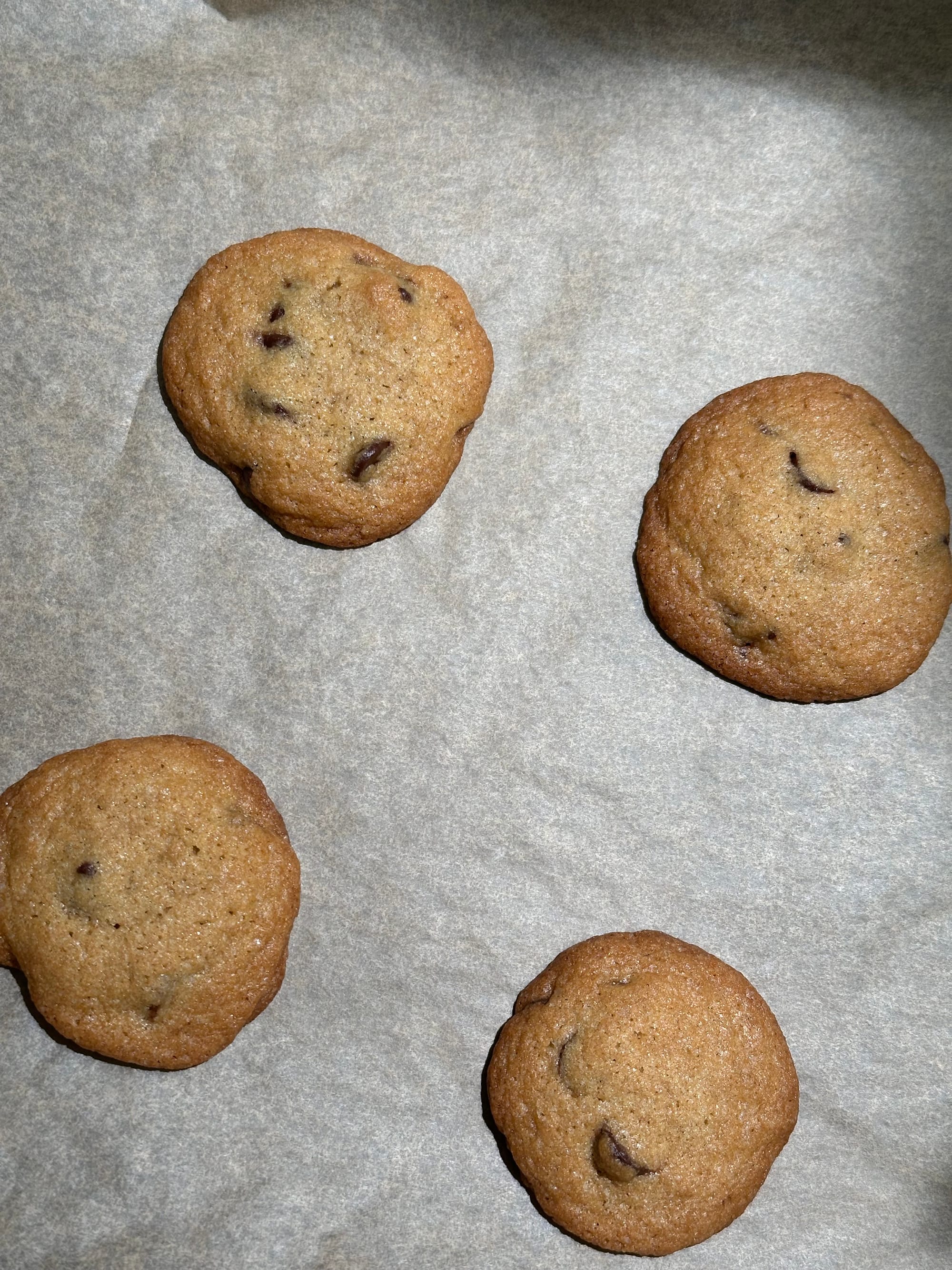 chocolate chip cookies on a baking sheet